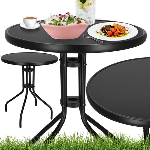 Springos metalni okrugli vrtni stol, 60 cm, crni Slike