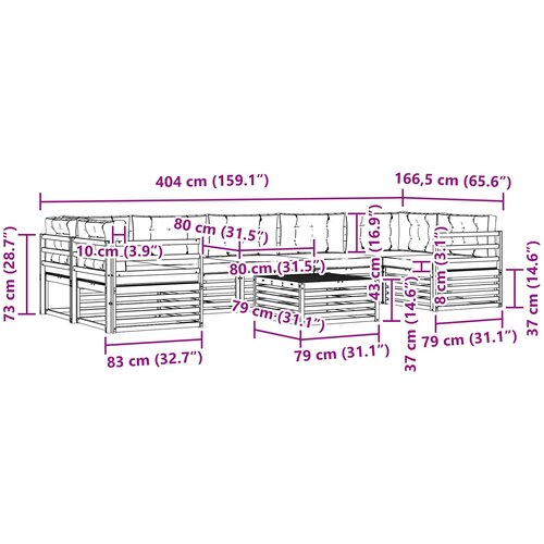  Set vanjskih sofa 8 kom. Prirodna i krem Slike