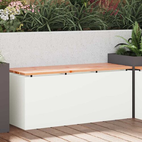 VidaXL Vrtna klop Bela 100 x 40 x 43 cm Jeklo Slike