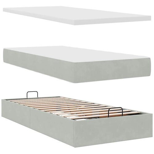  Okvir kreveta s madraca svijetlosivi 100x200 cm bar&amp;scaron;unasti Slike