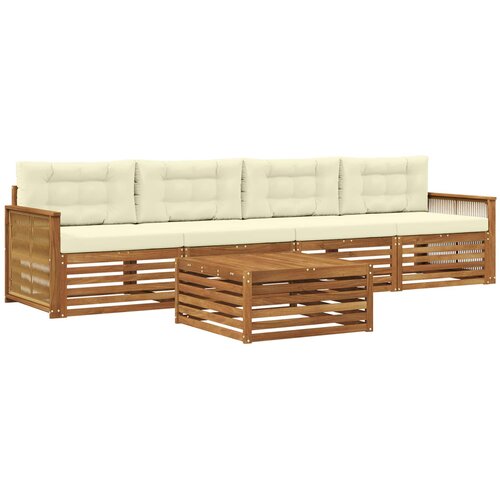 vidaXL Zunanja garnitura za sedenje z blazino 5 pcs Naravna in smetana, (5000282618) Cene
