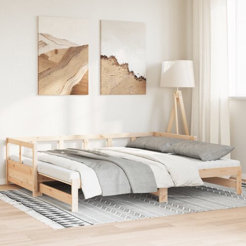 vidaXL Izvlečna dnevna postelja z vzmetnico 80x200 cm borovina Cene