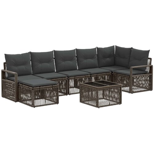 vidaXL Vrtna sedežna garnitura 8 pcs Siva poli ratan, (5000272455) Cene
