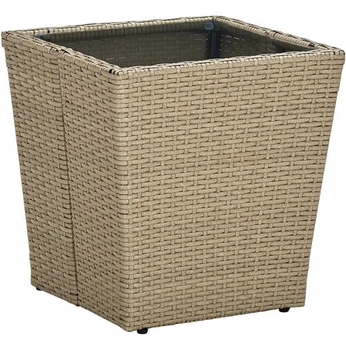 vidaXL Čajna mizica bež 41,5x41,5x44 cm poli ratan in kaljeno steklo, (20580709) Cene