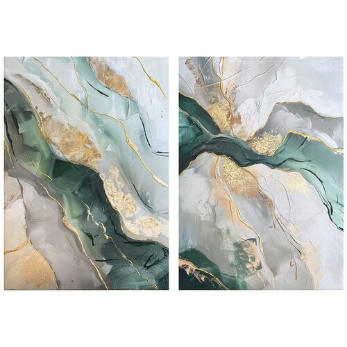 Styler Slike z elementi ročne poslikave v kompletu 2 ks 50x70 cm Aventurine – Cene
