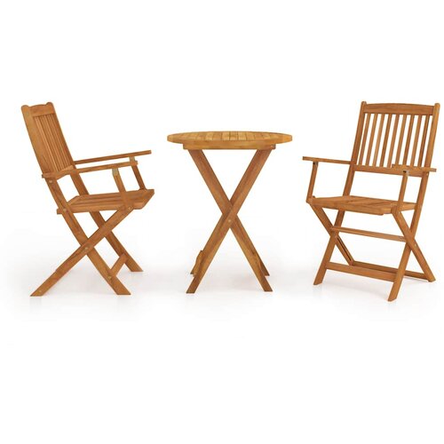  3-dijelni sklopivi bistro set od masivnog bagremovog drva Slike