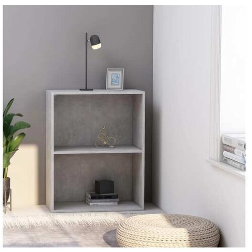 VidaXL Ormarić za knjige s 2 razine boja betona 60x30x76,5 cm drveni Slike