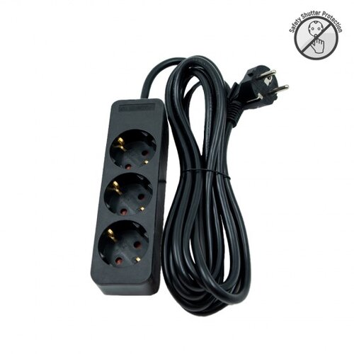 Mitea_Electric Priključnica crna 16A 250V 3680W 3x1.5mm2 prenosna nerastavna trostruka (produžni kabl) ME-PR3-5M DZ Cene