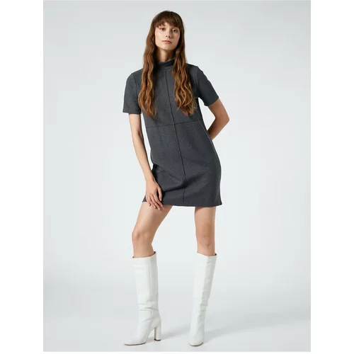 Koton Mini Knitwear Dress Standing Neck Short Sleeve