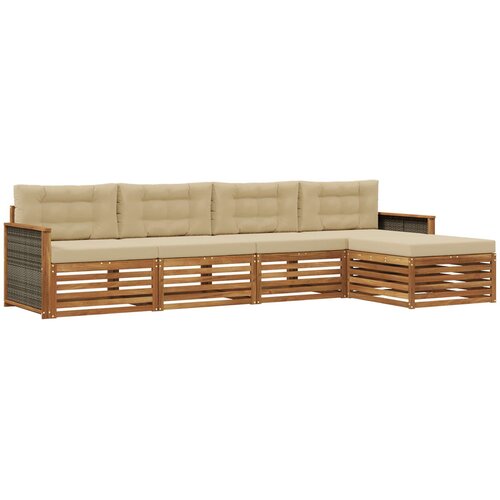vidaXL Zunanja garnitura za sedenje z blazino 5 pcs Naravna in bež, (5000282427) Cene