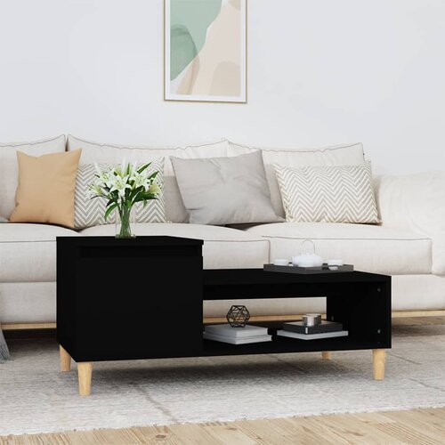 The Living Store Klubska mizica Črna 100x50x45 cm inženirski les - Klubska Mizica, (21573712) Cene