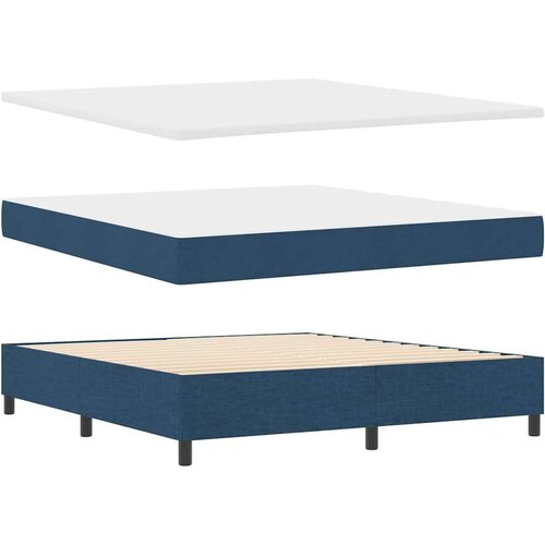  LED Box Spring Krevet s madracem Plava 180 x 200 cm tkanina Slike