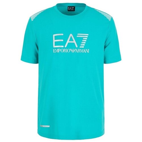 Emporio Armani Majice s kratkimi rokavi Train 7 Lines Modra Cene