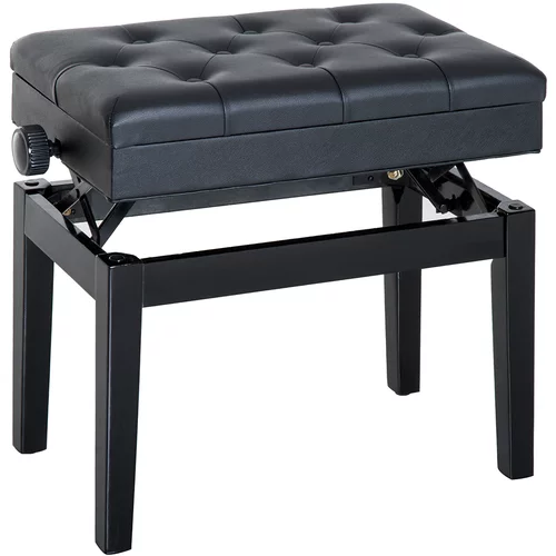 HOMCOM Klavirski stolček s predalom za shranjevanje z nastavljivo višino, (20745186)
