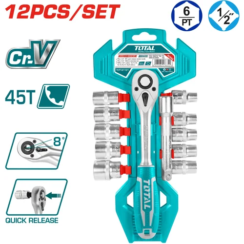 TOTAL TOOLS 12-delni set 1/2" nastavkov (žepni), serija INDUSTRIAL (THT141121), (20849114)