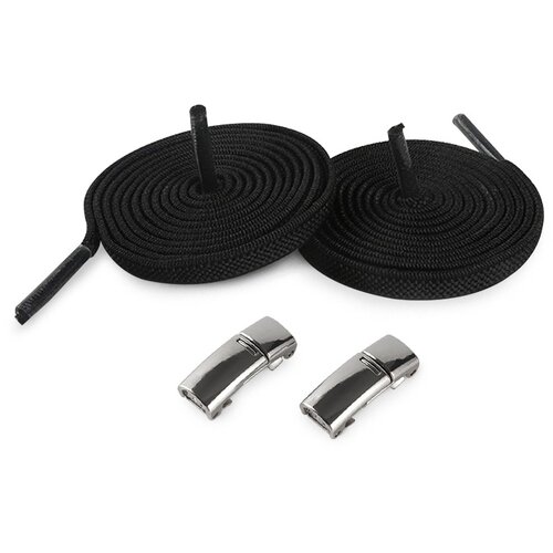 INF elastične vezalke z zaponko 1 par black/silver, (21245803) Cene
