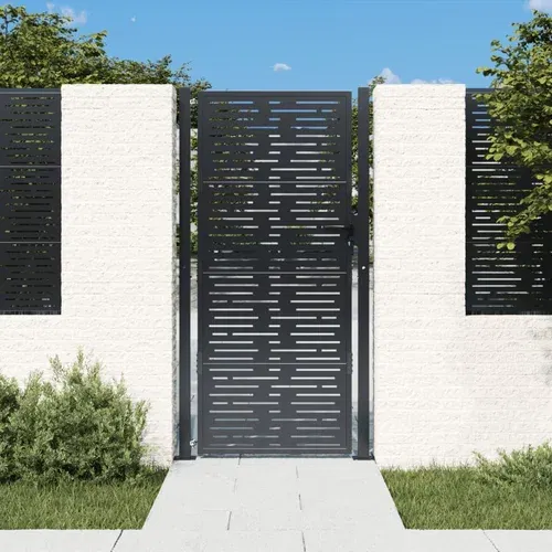 vidaXL Vrtna vrata antracit 105 x 205 cm čelična četvrtasti dizajn
