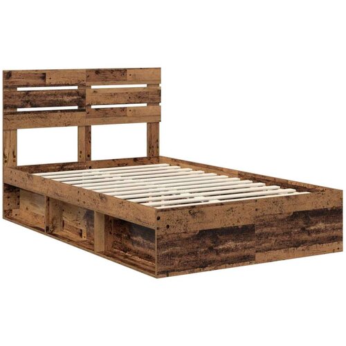  Okvir za krevet s uzglavljem Staro drvo 120 x 200 cm Slike