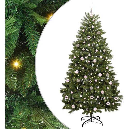 VidaXL Umjetno božićno drvce S LED lampica Zelena 210 cm PVC i metal Slike