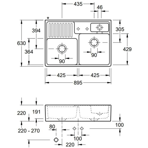 Villeroy Boch 632391R1 CeramicPlus 89,5 x 63 cm dvojno keramično pomivalno korito Cene