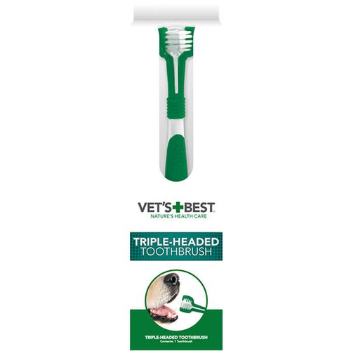 Vets Best Triple Headed Toothbrush - trostrana četkica za zube za pse Cene