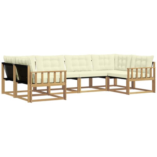 vidaXL Zunanja garnitura za sedenje z blazino 6 pcs Bela in krem, (5000281908) Cene