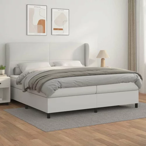  Box spring postelja z vzmetnico bela 200x200 cm umetno usnje, (20761307)
