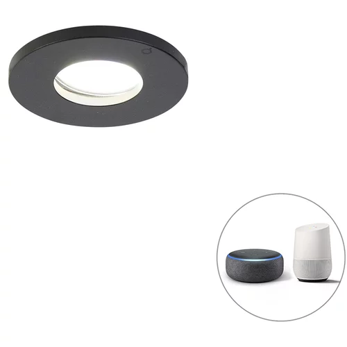 QAZQA Smart kopalniški vgradni reflektor črn vključno z WiFi GU10 - Lopa