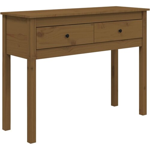 Maison Chic konzolna miza - miza ob steni medeno rjava 100x35x75 cm trdna borovina, (21785794) Slike