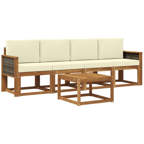 vidaXL Zunanja garnitura za sedenje z blazino 4 pcs Naravna in smetana, (5000281449) Cene