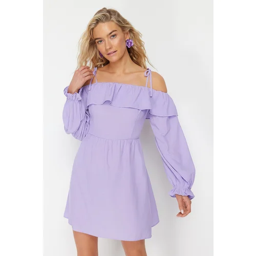 Trendyol Pink Mini Woven Ruffle Beach Dress