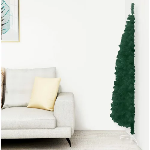 vidaXL tanka umjetna polovica božićnog drvca sa stalkom zelena 120 cm
