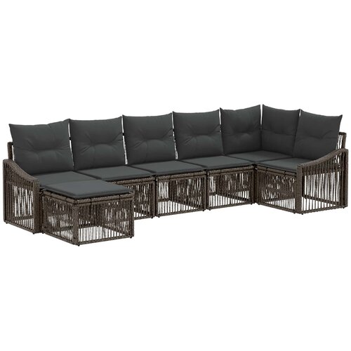  Sjedeća garnitura za vrt 7 kom. Siva poliratan 62 x 62 x 70 cm Slike