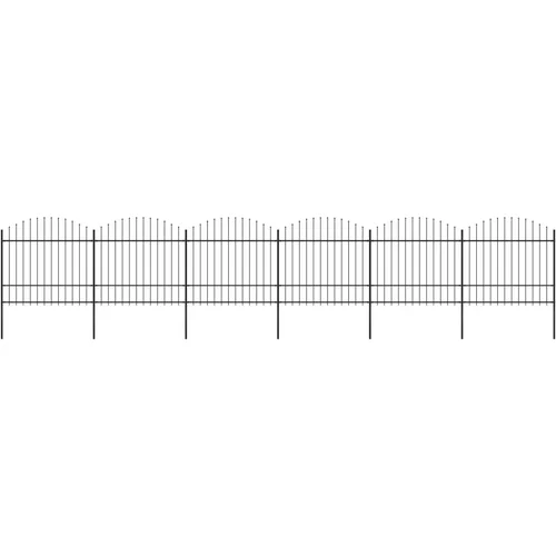 vidaXL Vrtna ograda s ukrasnim kopljima (1,5-1,75) x 10,2 m čelična crna