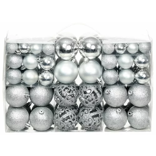  Set božićnih kuglica 100 komada 6 cm srebrni