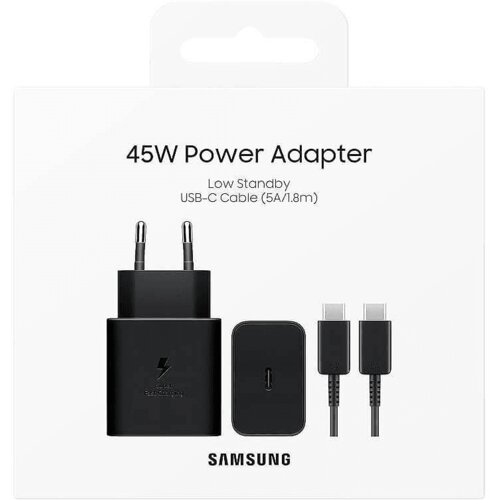 Samsung hi&scaron;ni polnilec Super Fast Charge EP-T4511XBE 45W + kabel EP-DX510 TYPE C črn - original (EU Blister) Cene