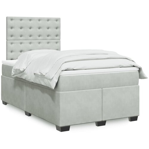 VidaXL Box spring krevet s madracem svjetlosivi 120x200 cm bar&amp;scaron;unasti Slike