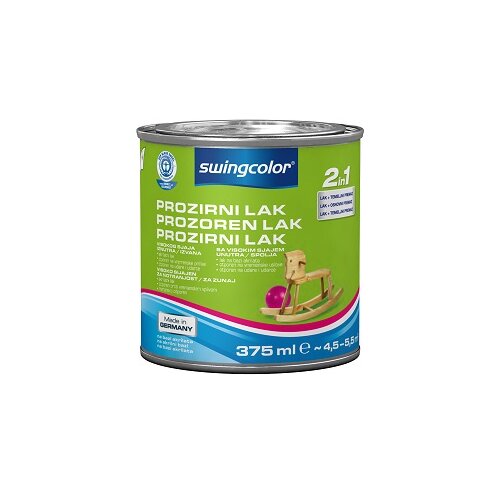 SWINGCOLOR Visokosijajni prozorni lak za les 2 v 1 (na vodni bazi; 375 ml) Slike