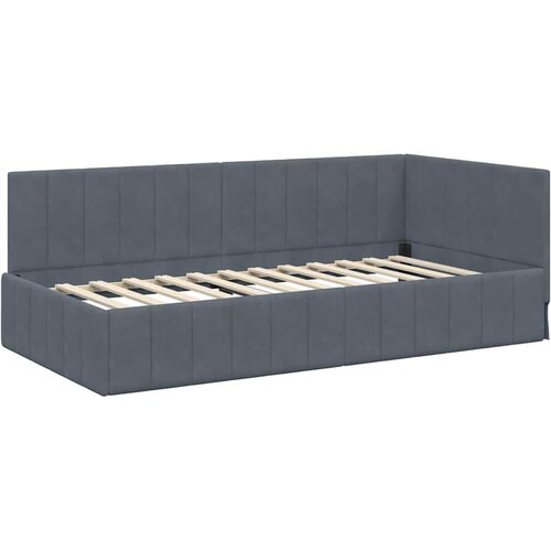 vidaXL Kotna postelja z vzmetnico Temno siva 90 x 190 cm Žamet Cene