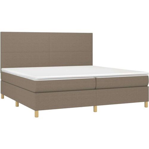  Krevet box spring s madracem LED smeđesivi 200x200 cm tkanina Slike