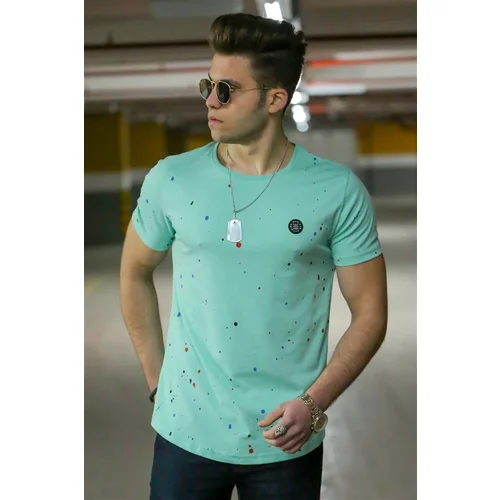 Madmext Spray Pattern Turquoise Men's T-Shirt 4505