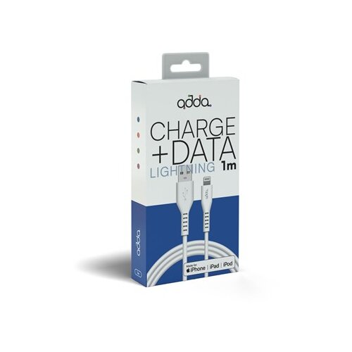 ADDA Kabel USB-304-WH, Fusion Charge+Data, MFI, USB-A na lightning, 2.4A, Premium TPE, 1m, bel, (21251126) Slike