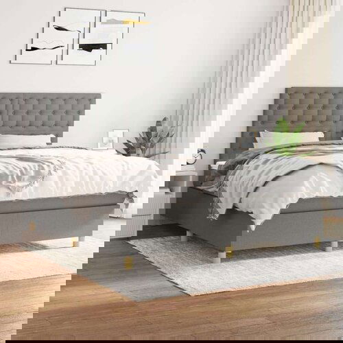  Okvir kreveta s oprugama i madrac svjetlosivi 160x200cm tkanina Cijene