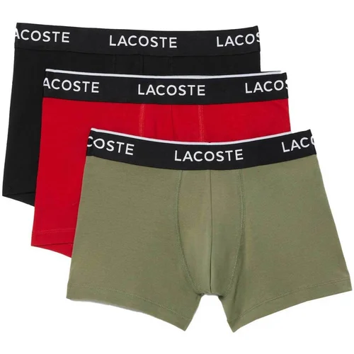 Lacoste 3 Pack Cotton Stretch Trunks Khaki Green/Red/Black Siva