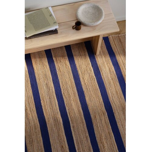 Jotex Modra/v naravni barvi ročno tkana preproga iz me&amp;scaron;anice jute 160x230 cm Otti &amp;ndash; Slike