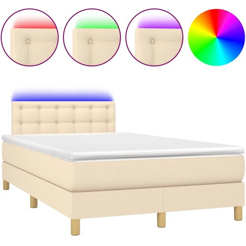  box spring s madracem LED krem 120 x 200 cm od tkanine Slike