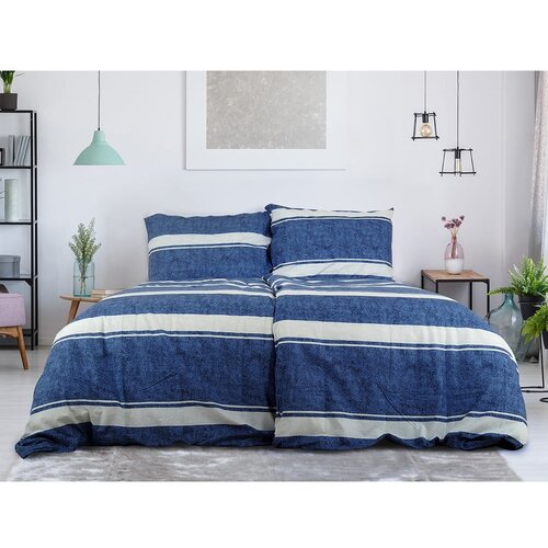 B.E.S. Plava posteljina za krevet za jednu osobu od krepa 140x200 cm Blue Line &amp;ndash; Slike