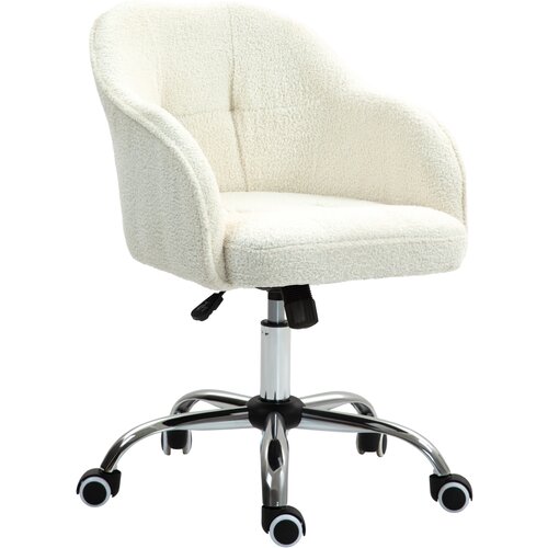 HOMCOM pisarni&scaron;ki stol poliester, umetno usnje 56D x 61&Scaron; x 76&ndash;86V cm Krem bela, (5000242839) Cene
