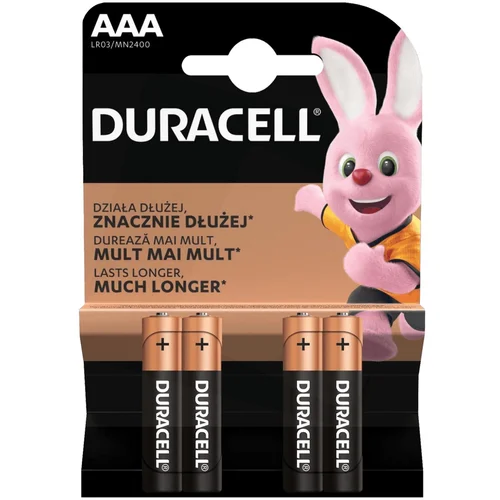 Duracell Baterija alkalna, AAA, 1,5 V, blister 4 kom. – Mignon AAA B4