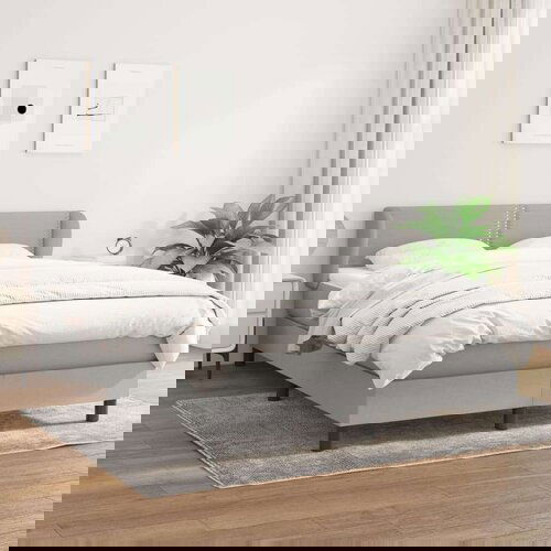  Box spring postelja z vzmetnico svetlo siva 140x200 cm blago, (20726964) Slike
